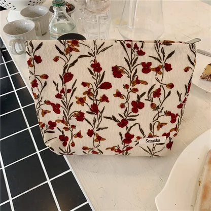 Retro Women Cosmetic Bag Canvas Floral