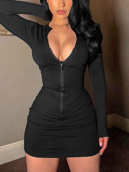 Women Zipper Mini Dress