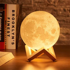 Rechargeable 3D Print Moon Lamp 2 Color Touch Moon Lamp LED Night .