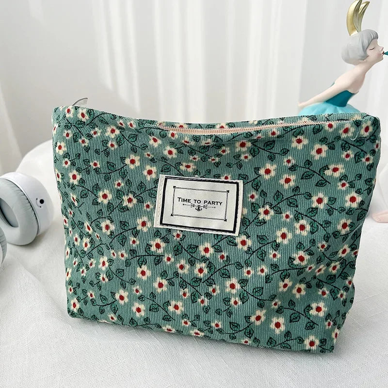 Retro Women Cosmetic Bag Canvas Floral